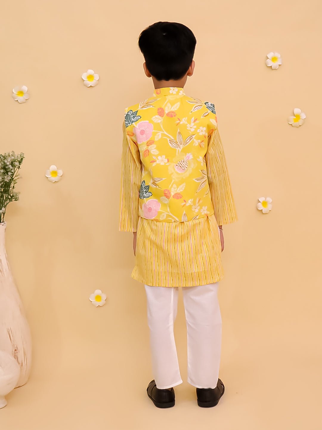 Ray of Style Boys Floral Print Jacket And Kurta Pajama Set - KES - SC - RYOSBY - 0 - 6