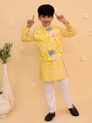 Ray of Style Girls Anarkali Sharara Set with Boys Jacket And Kurta Pajama Set- Ethnic Combo - Twinning Combo