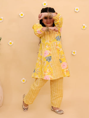 Ray of Style Girls Anarkali Sharara Set with Boys Jacket And Kurta Pajama Set- Ethnic Combo - Twinning Combo