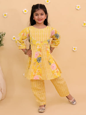 Ray of Style Girls Anarkali Sharara Set with Boys Jacket And Kurta Pajama Set- Ethnic Combo - Twinning Combo