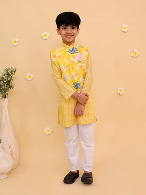 Ray of Style Girls Anarkali Sharara Set with Boys Jacket And Kurta Pajama Set- Ethnic Combo - Twinning Combo