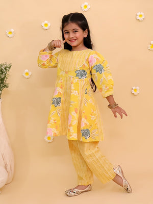 Ray of Style Girls Anarkali Sharara Set with Boys Jacket And Kurta Pajama Set- Ethnic Combo - Twinning Combo