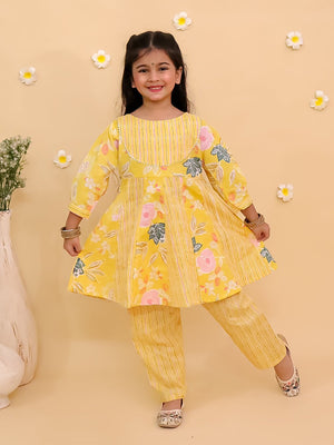 Ray of Style Girls Anarkali Sharara Set with Boys Jacket And Kurta Pajama Set- Ethnic Combo - Twinning Combo