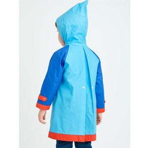 Red Blue elephant theme Long Style Raincoat for Kids - M - 4 - 5 Years Monsoon Wear