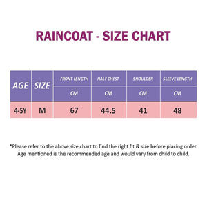 Red Blue elephant theme Long Style Raincoat for Kids - M - 4 - 5 Years Monsoon Wear