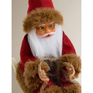Red Brown Sitting Sledge Santa - Christmas Table Décor & Ornament - Christmas