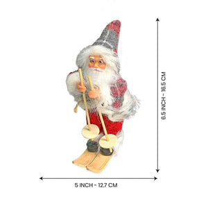 Red Checks Skiing Santa Claus self Standing Christmas Table Décor & Christmas ornaments - XMAS TREE ORNAMENTS