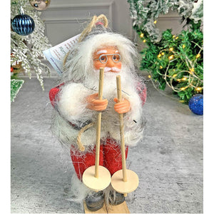 Red Checks Skiing Santa Claus self Standing Christmas Table Décor & Christmas ornaments - XMAS TREE ORNAMENTS