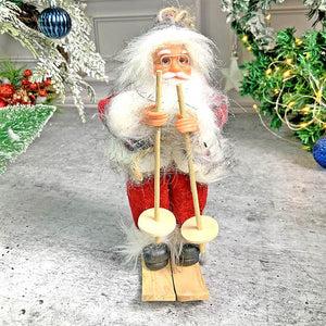 Red Checks Skiing Santa Claus self Standing Christmas Table Décor & Christmas ornaments - XMAS TREE ORNAMENTS