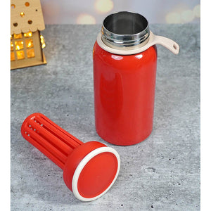 Red Christmas sticker themed Stainless Steel Thermos Bottle with Strainer,400ml - Back To School