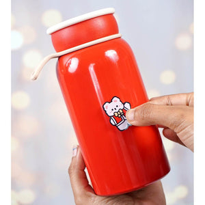 Red Christmas sticker themed Stainless Steel Thermos Bottle with Strainer,400ml - Back To School