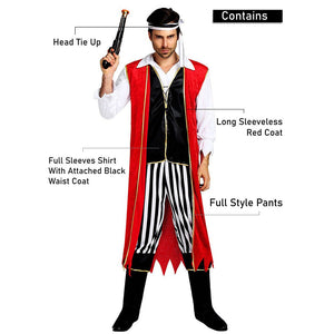 Red Coat Pirate Adult Halloween Costume Fancy Dress Up - M Halloween