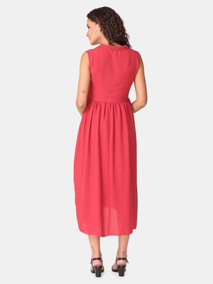 Red Cosmos Maternity and Nursing Dress - DRS-RDCSM-S