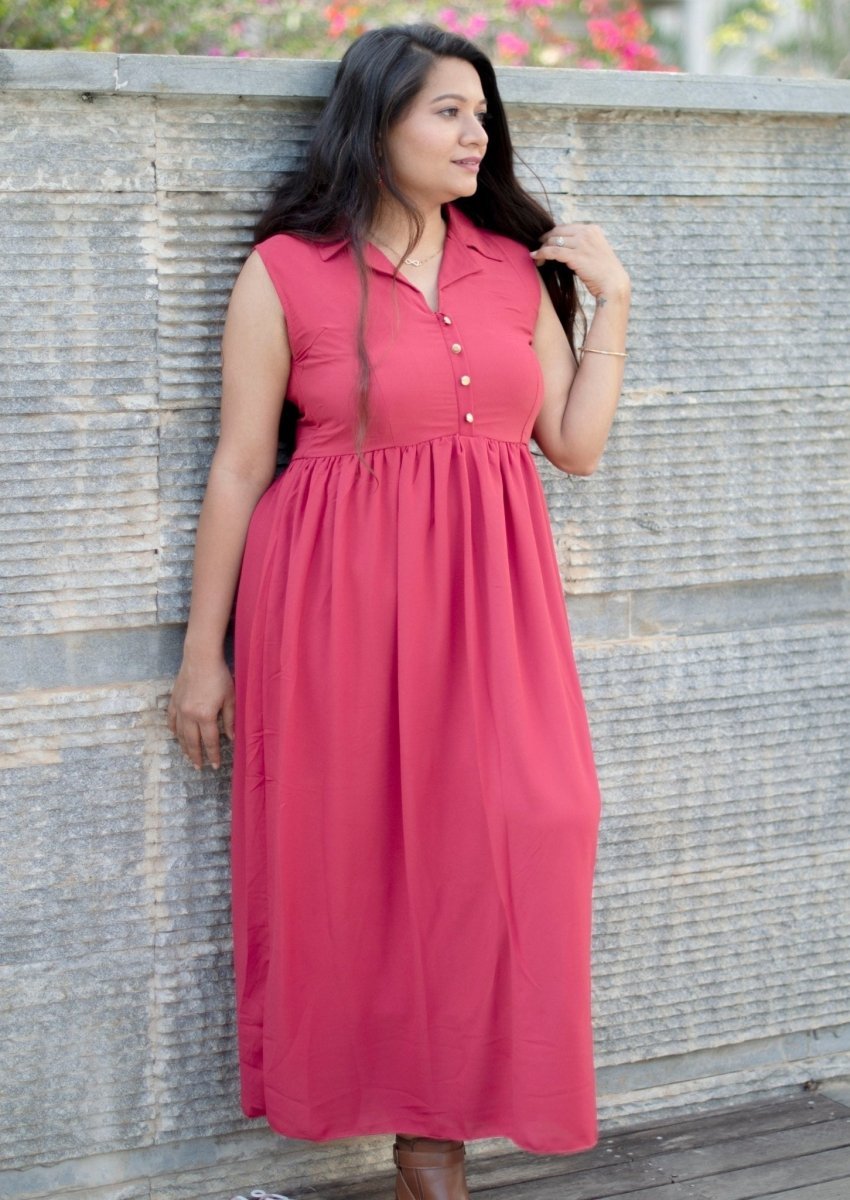 Red Cosmos Maternity and Nursing Dress - DRS-RDCSM-S