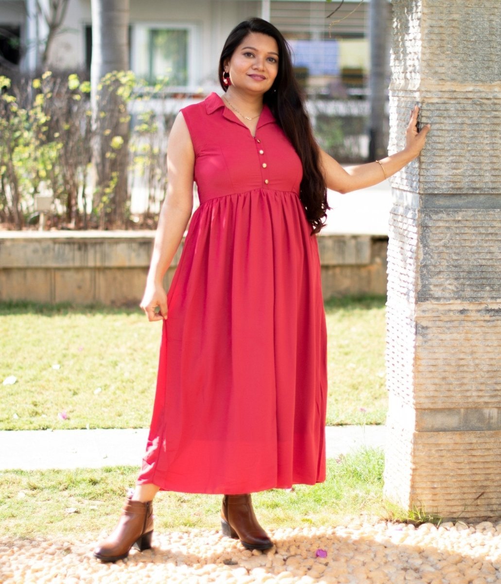 Red Cosmos Maternity and Nursing Dress - DRS-RDCSM-S