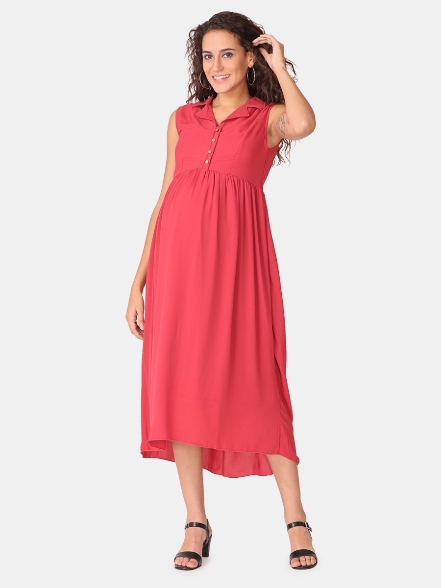 Red Cosmos Maternity and Nursing Dress - DRS-RDCSM-S