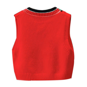 Red Donald V Neck Winter Warmer Cardigan & Sweater for toddlers & Kids - Little Surprise BoxRed Donald V Neck Winter Warmer Cardigan & Sweater for toddlers & Kids