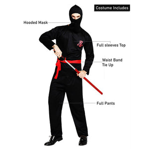 Red Dragon Ninja Adults Halloween Costume Fancy Dress Up - M Halloween