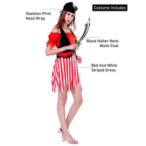 Red dress Pirate Adult Halloween Costume Fancy Dress Up - M Halloween