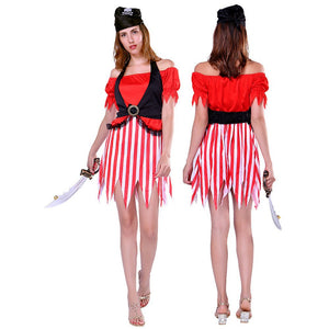 Red dress Pirate Adult Halloween Costume Fancy Dress Up - M Halloween
