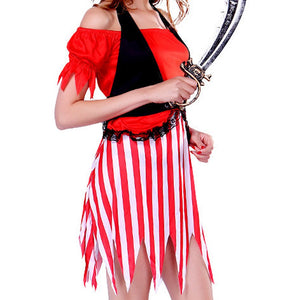 Red dress Pirate Adult Halloween Costume Fancy Dress Up - M Halloween