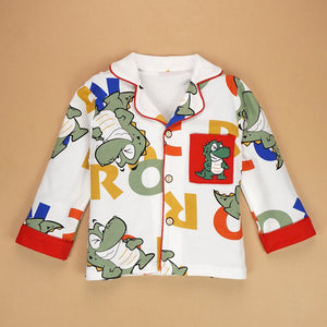 Red Fat Dino print soft Cotton Kids Nightsuit - 3 - 4 Years Nightsuits