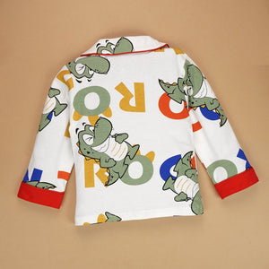 Red Fat Dino print soft Cotton Kids Nightsuit - 3 - 4 Years Nightsuits