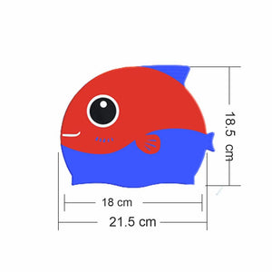 Red Fin Dual Color , Silicone Kids Swim Cap, 5 years - 15 years - 5 - 10 years Swim