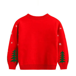 Red Flying Sleigh Knitted Christmas cardigan Sweater for Kids - 3 - 4 Years Winter Wear