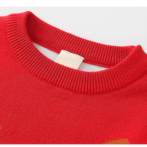 Red Flying Sleigh Knitted Christmas cardigan Sweater for Kids - 3 - 4 Years Winter Wear