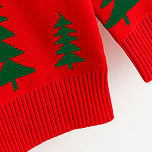 Red Flying Sleigh Knitted Christmas cardigan Sweater for Kids - 3 - 4 Years Winter Wear