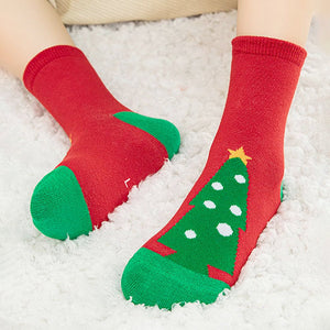 Red & Green Christmas Ankle Length Socks For Kids - Set Of 5 Pcs - 2 - 4 Years Christmas