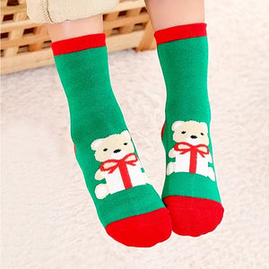 Red & Green Christmas Ankle Length Socks For Kids - Set Of 5 Pcs - 2 - 4 Years Christmas