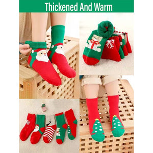 Red & Green Christmas Ankle Length Socks For Kids - Set Of 5 Pcs - 2 - 4 Years Christmas
