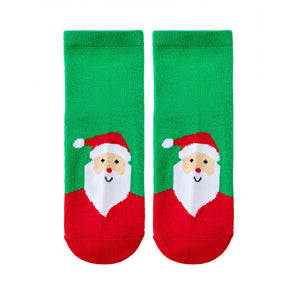 Red & Green Christmas Ankle Length Socks For Kids - Set Of 5 Pcs - 2 - 4 Years Christmas