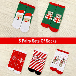 Red Green White Themed Christmas Ankle Socks Set Of 5 Pcs - 2 - 4 Years Christmas