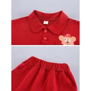 Red Long Legs Teddy 2 Pcs Shorts Set For Toddlers And Kids - 2 - 3 Years Kids Clothing