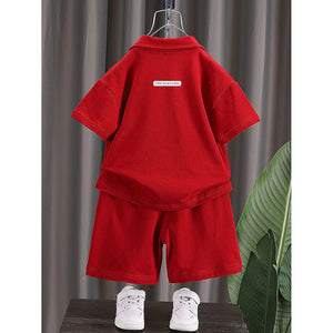Red Long Legs Teddy 2 Pcs Shorts Set For Toddlers And Kids - 2 - 3 Years Kids Clothing