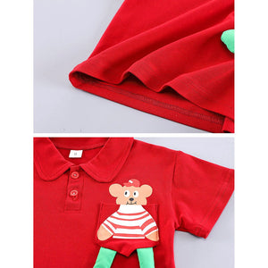 Red Long Legs Teddy 2 Pcs Shorts Set For Toddlers And Kids - 2 - 3 Years Kids Clothing