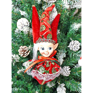 Red Naughty Ball Elf christmas Tree ornament - XMAS TREE ORNAMENTS