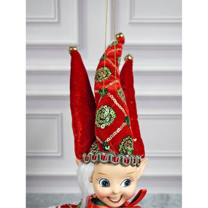Red Naughty Ball Elf christmas Tree ornament - XMAS TREE ORNAMENTS