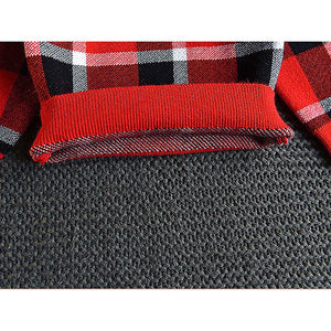 Red Plaid Peter Pan collar 2 pcs sweatshirt & Skirt Winterwear set for Girls - Little Surprise BoxRed Plaid Peter Pan collar 2 pcs sweatshirt & Skirt Winterwear set for Girls