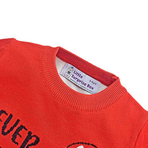 Red Rolling Dino cardigan Sweater for Kids - 2 - 3 Years Winter Wear