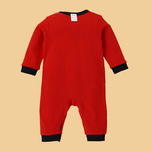 Red Romper with White Cow Print, 2 - 3 years Unisex Kids Wear - Kids Clothing