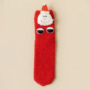 Red Santa Eyes - Xmas Tree Theme Woolen Christmas Socks For Kids - 3 - 5 Years Christmas