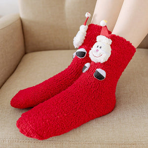 Red Santa Eyes - Xmas Tree Theme Woolen Christmas Socks For Kids - 3 - 5 Years Christmas