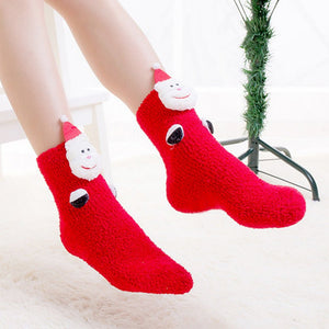 Red Santa Eyes - Xmas Tree Theme Woolen Christmas Socks For Kids - 3 - 5 Years Christmas
