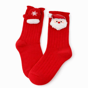 Red Santa & Mittens Christmas Themed Ankle Length Socks For Kids - 2 - 4 Years Christmas