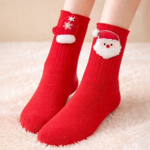 Red Santa & Mittens Christmas Themed Ankle Length Socks For Kids - 2 - 4 Years Christmas