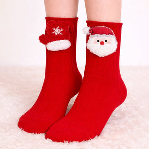 Red Santa & Mittens Christmas Themed Ankle Length Socks For Kids - 2 - 4 Years Christmas